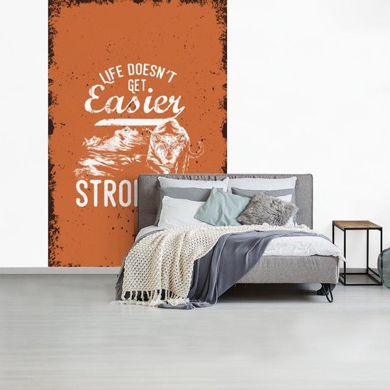 Behang - Fotobehang Vintage - Tijger - Oranje - Breedte 170 cm x hoogte 260 cm