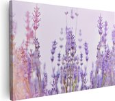 Artaza Canvas Schilderij Paarse Lavendel Bloemen  - 30x20 - Klein - Foto Op Canvas - Canvas Print