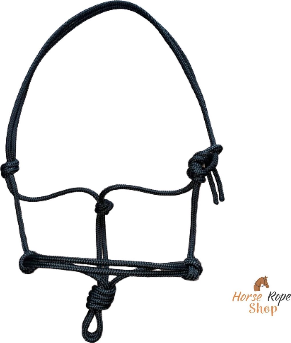 Touwhalster ‘Basic’ zwart maat Cob | basis, simpel, zwart, donker, grondwerk, touwproducten, halster