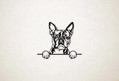 Boston Terrier - hond met pootjes - XS - 19x22cm - Zwart - wanddecoratie