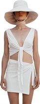 Witte Mouwloze Crop Top/Tanktop Dames - Flexibele en Koppelbare Blouse Dames Volwassen - Wrap Top - Jurken voor Vrouwen van Katoen - Zomerjurken / Strandjurk - Kleiding Dames Volwassenen