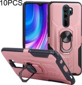 10 STKS Shield Armor PC + TPU-beschermhoes met 360 graden rotatieringhouder voor Xiaomi Redmi Note 8 Pro (rosé goud)