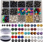 Fako Bijoux® - DIY Lava Stone Perles Set - Moonstone Perles - Bijoux Faire Kit - Faire vos propres Bijoux - Set - 600 Pièces
