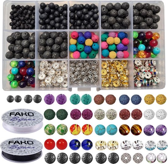 Foto: Fako bijoux diy lavasteen kralen set maansteen kralen sieraden maken kit zelf sieraden maken set 600 stuks