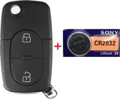 Autosleutel 2 knoppen klapsleutel + Batterij CR2032 geschikt voor Audi sleutel / Audi A2 / A3 / A4 / A6 / A8 / Audi TT / Quattro / Audi sleutelbehuizing.