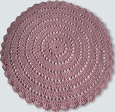 Rond Gehaakt Vloerkleed Dusty Pink (oudroze) - Katoen - 140 cm - Poefenzo