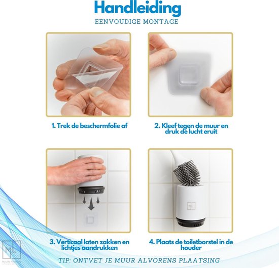 MyLife WC Borstel Met Houder - Toiletborstel - Staand of Hangend - Extra Hygiënisch - Inclusief Muurklever - Ventilatieroosters - Nieuw Design - MyLife Products