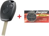 Autosleutel behuizing 2 knoppen + Batterij Energizer CR2016 geschikt voor Renault sleutel / Renault Kangoo / Master / Twingo / Logan / Sandero / Afstandsbediening sleutel.