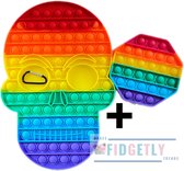 Fidgetly - Mega Pop it - Skull Trooper - + Octagon Rainbow Pop it, Achthoek Regenboog - Skull - Doodshoofd pop-it - regenboog Pop it - Fidget