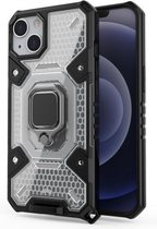 Space PC + TPU-ringhouder beschermhoes voor iPhone 13 (wit)