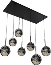 Hanglamp Smoking Glass - 7-lichts - Smoke Glas - 7 bollen - Rechthoekige plaat - Rookglas