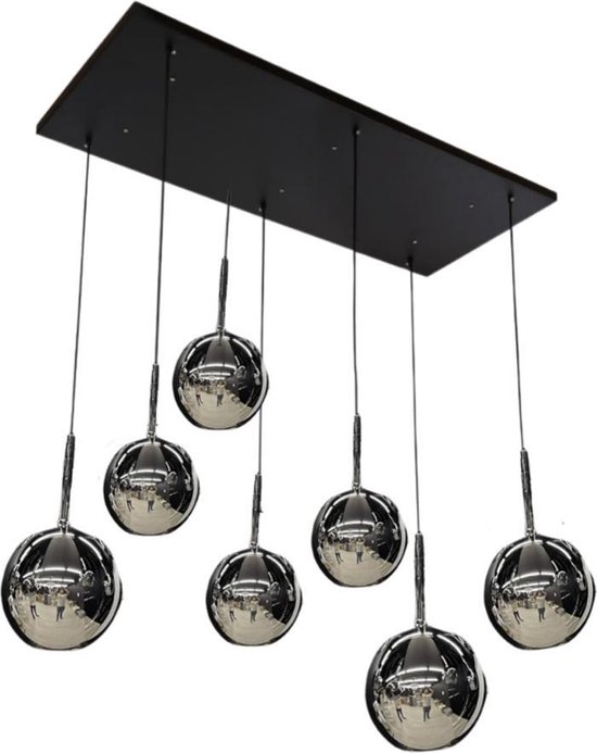 Hanglamp Smoking - 7-lichts - Smoke - 7 bollen - Rechthoekige plaat - Rookglas | bol.com