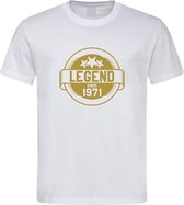 Wit T-Shirt met “ Legend sinds 1971 “ print Goud  Size XXL
