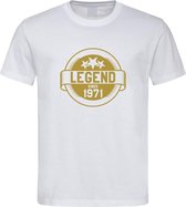 Wit T-Shirt met “ Legend sinds 1971 “ print Goud  Size XS