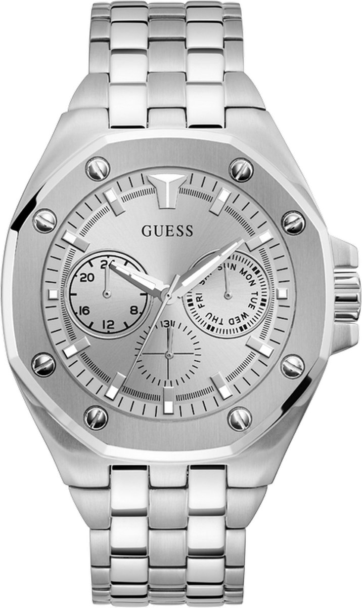 Guess watches top gun GW0278G1 Mannen Quartz horloge - 46 mm - Zilverkleurig