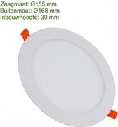 Led downlight Ø16,8cm 12W 3000K | zaagmaat 15,5cm