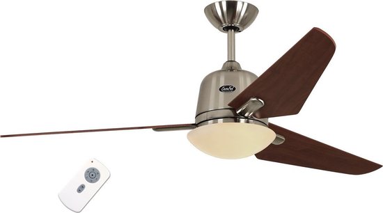 Energiezuinige plafondventilator CasaFan Eco Aviatos 132 cm chroom met kersenhout bladen en lamp