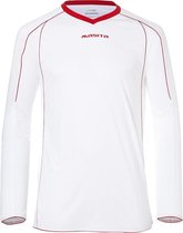 Masita | Sportshirt Heren Lange Mouw - Striker Voetbalshirt Fitness Shirt- Hardloopshirt Heren - Wedstrijdshirt - sneldrogend - WHITE/RED - 128