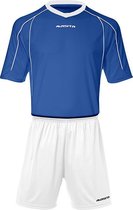 Masita | Sportshirt Heren & Dames Korte Mouw - Striker - Licht Elastisch Polyester Ademend Vocht Regulerend - ROYAL BLUE/WHIT - 164
