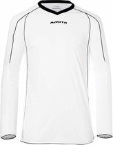 Masita | Sportshirt Heren Lange Mouw - Striker Voetbalshirt Fitness Shirt- Hardloopshirt Heren - Wedstrijdshirt - sneldrogend - Wit-Zwart - 140