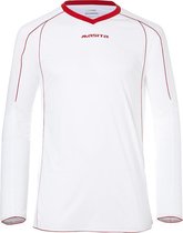 Masita | Sportshirt Heren Lange Mouw - Striker Voetbalshirt Fitness Shirt- Hardloopshirt Heren - Wedstrijdshirt - sneldrogend - WHITE/RED - 152