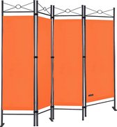MuCasa® Kamerscherm | 180 x 163 cm oranje | Spaans verstelbaar 4 panelen | kamer scherm scheidingswand | metaal / kunststof