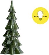 Cosy @ Home - Kerstboom - groen - met licht - 13×12,5xH28,5cm