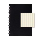 Atoma notebook PUR formaat A4 geruit 5 mm zwart leder 144 bladzijden