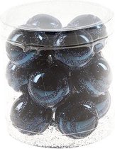 Kerstballen Plastic - Kerstbal - Glitter met Strepen Donkerblauw - Set van 12 stuks - ø3.5cm