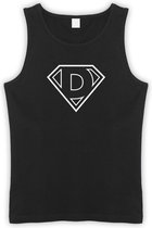 Zwarte Tanktop met letter D “ Superman “ Logo print Wit Size XXXXXL