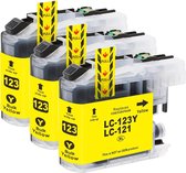 MediaHolland® Huismerk Cartridges LC123Y LC123 Geel geschikt voor Brother Multipack 3 stuks