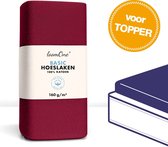 Loom One Hoeslaken Topper - 100% jersey de Katoen - 160x200 cm - jusqu'à une épaisseur de 10 cm de matelas - 160 g / m² - Vin rouge