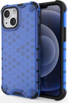 Hybride Honinggraat Hoesje Blauw Geschikt voor Apple iPhone 13 Mini