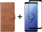 Samsung S9 Hoesje - Samsung Galaxy S9 hoesje bookcase bruin wallet case portemonnee hoes cover hoesjes - Full Cover - 1x Samsung S9 screenprotector