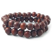 Set van 2 kralenarmbanden van hout bruin