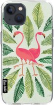 Casetastic Apple iPhone 13 Hoesje - Softcover Hoesje met Design - Flamingos Green Print