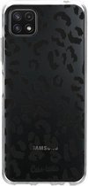 Casetastic Samsung Galaxy A22 (2021) 5G Hoesje - Softcover Hoesje met Design - Leopard Print Black Print