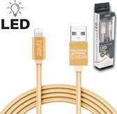 iPhone Lightning Kabel 1 Meter - Oplaadkabel USB Goud - met LED verlichting - Nylon Kabel
