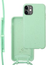 Coverzs Bio silicone case met koord geschikt voor Apple iPhone 12 / 12 Pro - mint