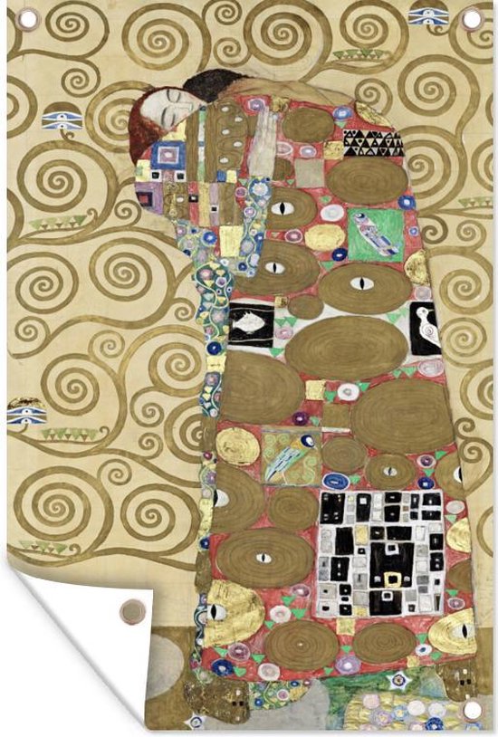 Tuindecoratie El abrazo - Gustav Klimt - 40x60 cm - Tuinposter - Tuindoek - Buitenposter