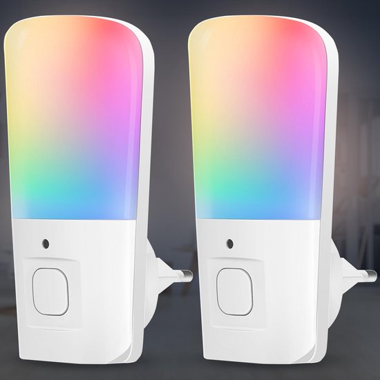LUSQ® - 2 Stuks - Nachtlampje Kinderen - Stekkerlamp - Nachtlampje Stopcontact - Multi Colour - Stopcontactlamp van LUSQ® — afbeelding 3