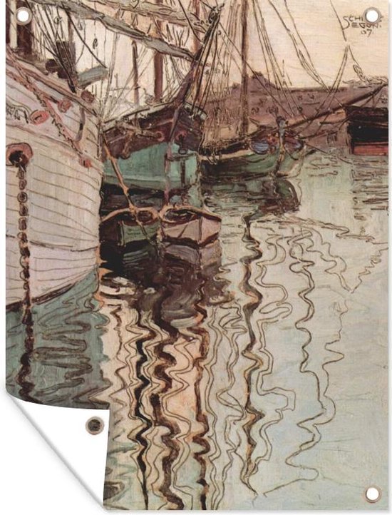 Tuin decoratie Harbor of Trieste - Egon Schiele - 30x40 cm - Tuindoek - Buitenposter