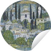 Tuincirkel Chruch in Cassone - Gustav Klimt - 120x120 cm - Ronde Tuinposter - Buiten XXL / Groot formaat!