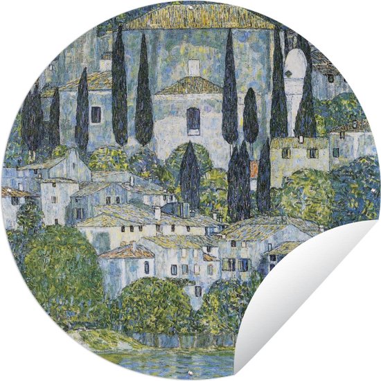 Tuincirkel Chruch in Cassone - Gustav Klimt - 120x120 cm - Ronde Tuinposter - Buiten XXL / Groot formaat!