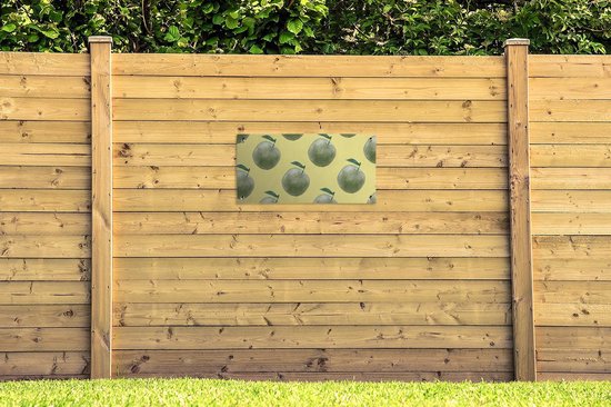 Poster de jardin Pommes - Vert - Jaune - 80x40 cm - Décoration murale Outdoor - Poster de jardin - Toile jardin - Poster clôture - Tableau jardin.