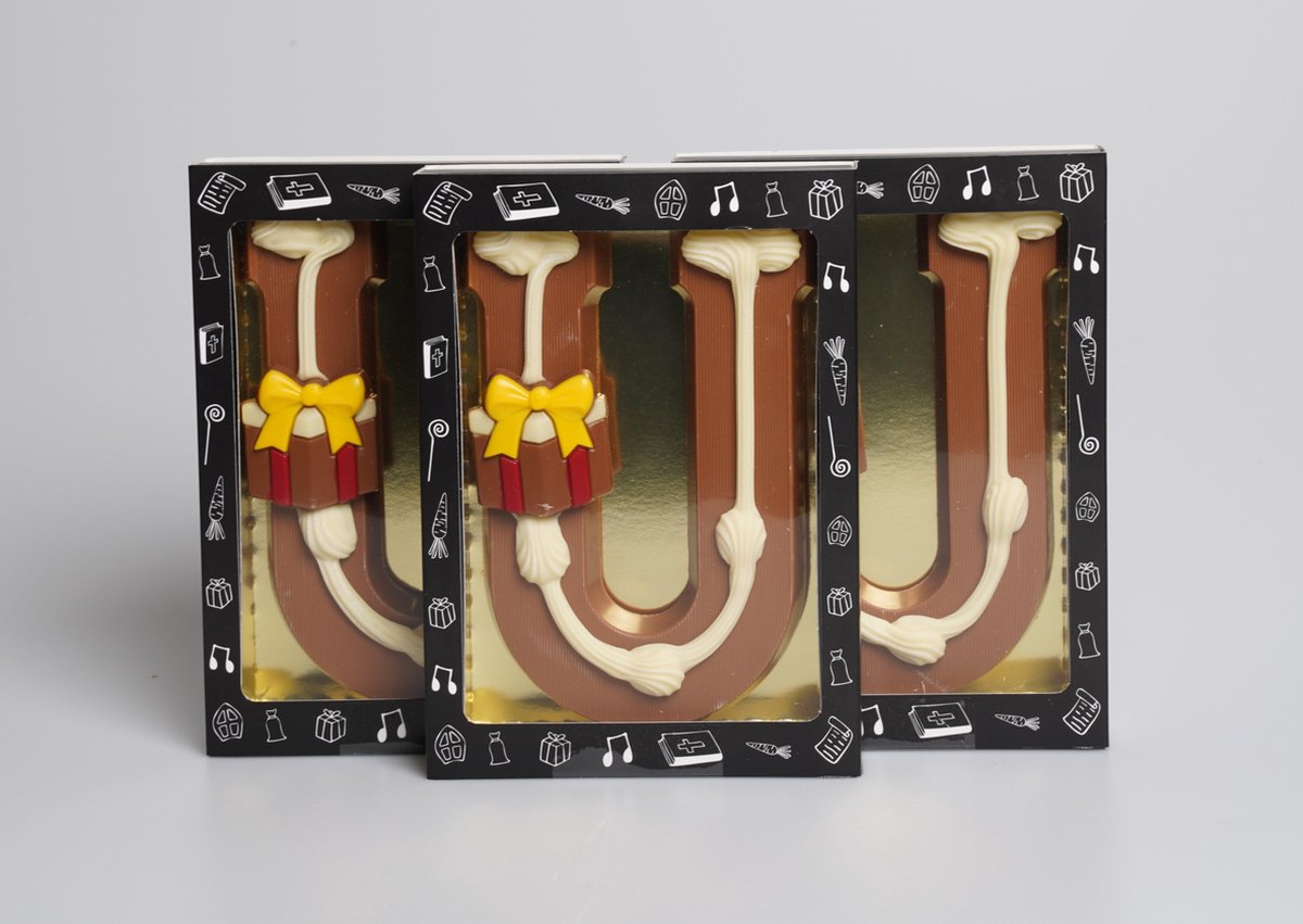 Luxe Gedecoreerde Melk Chocolade Letter U - 20 x 240 Gram — cadeau in Eten & Drinken - foto 2