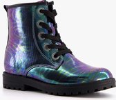 Blue Box meisjes veterboots metallic - Grijs - Maat 32