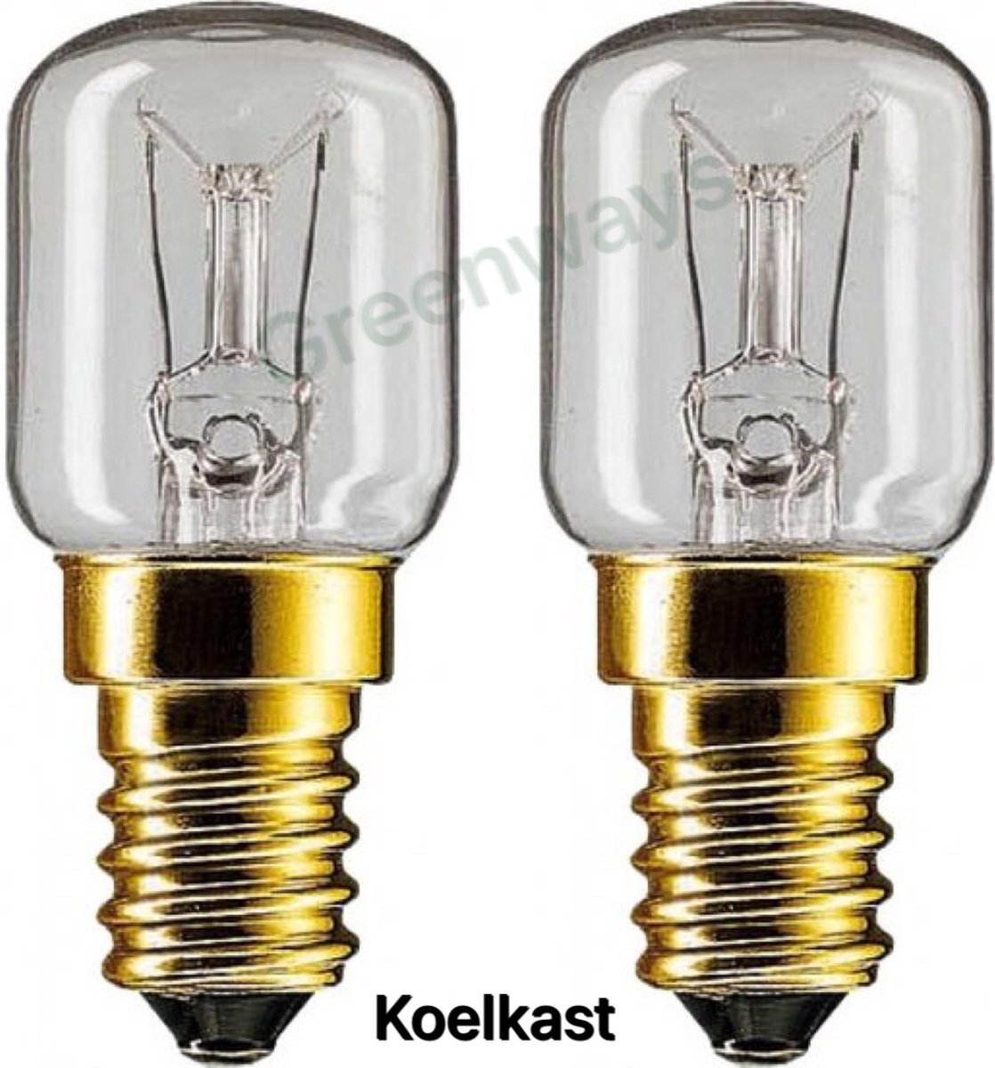 Greenways - Koelkastlampje - 25Watt - E14 - Koelkast - Lamp - Helder 25W - Fridge - Freezer (2 stuks)