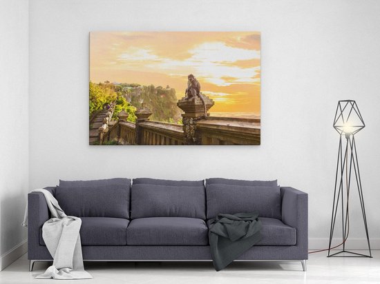 Artaza Peinture Sur Toile Singe Au Temple D'Uluwatu À Bali - 120x80 - Groot - Photo Sur Toile - Impression Sur Toile