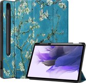 Samsung Tab S7 FE Hoes Luxe Hoesje Book Case Met Uitsparing S Pen - Samsung Galaxy Tab S7 FE Hoes Cover 12,4 inch - Bloesem